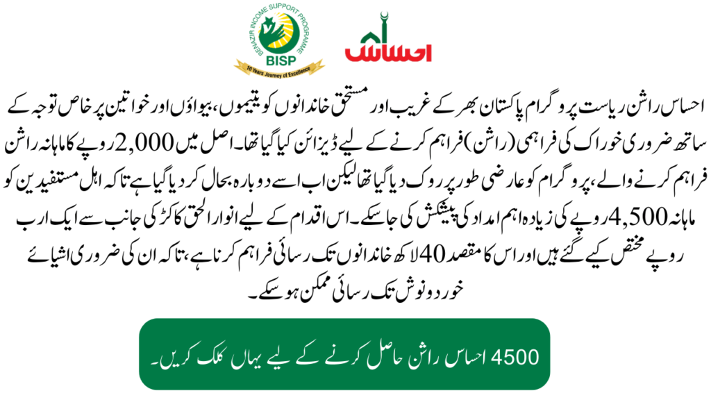 What is the Ehsaas Rashan Riayat Program?