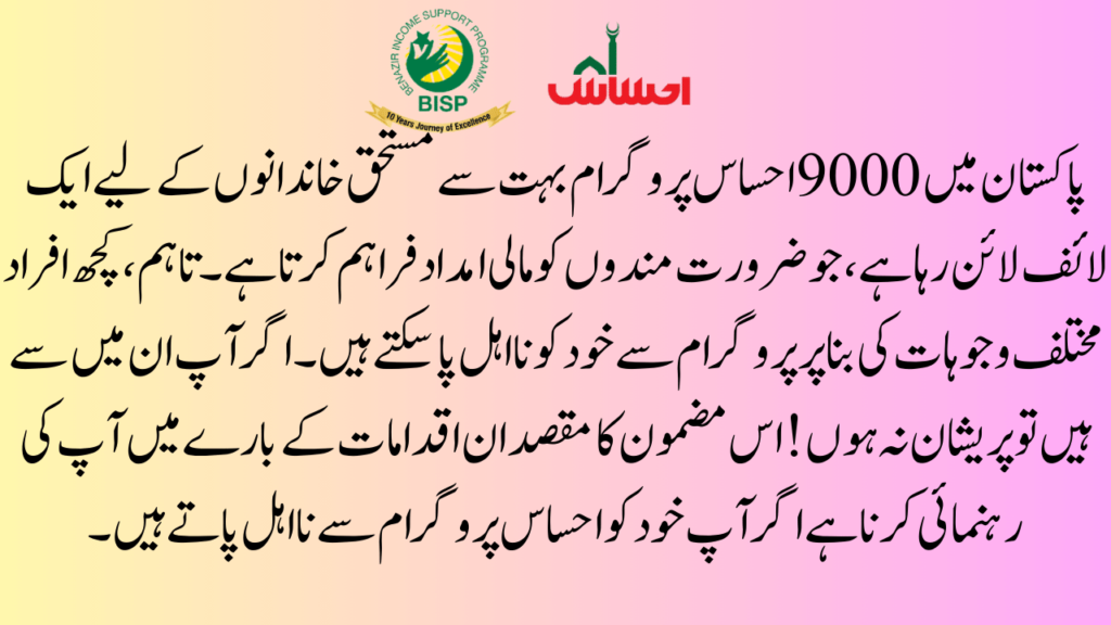 Understanding Why You Were Disqualified for 9000 Ehsaas Program