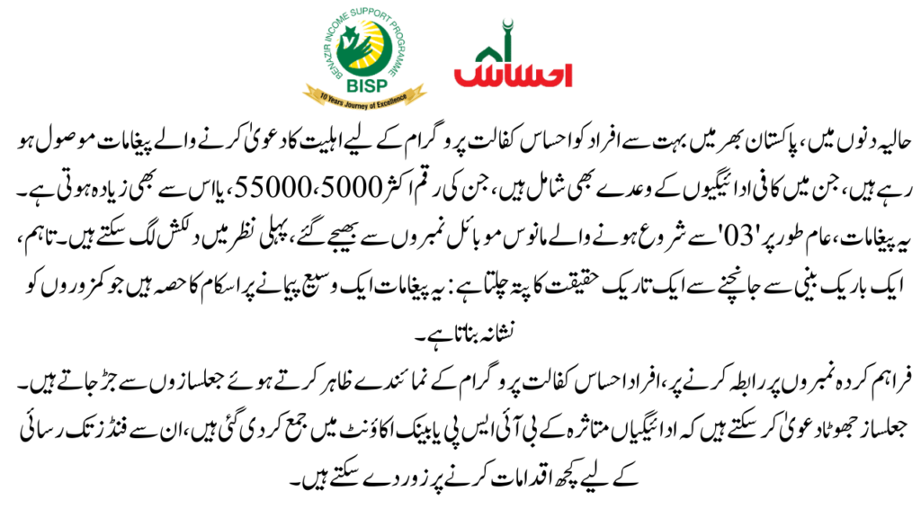 Understanding the Ehsaas Kafalat 75600 Payment Messages