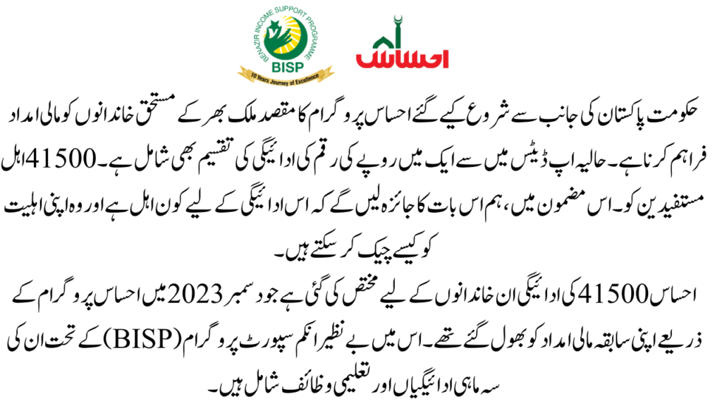 Who Qualifies for the Ehsaas 41500 Payment?