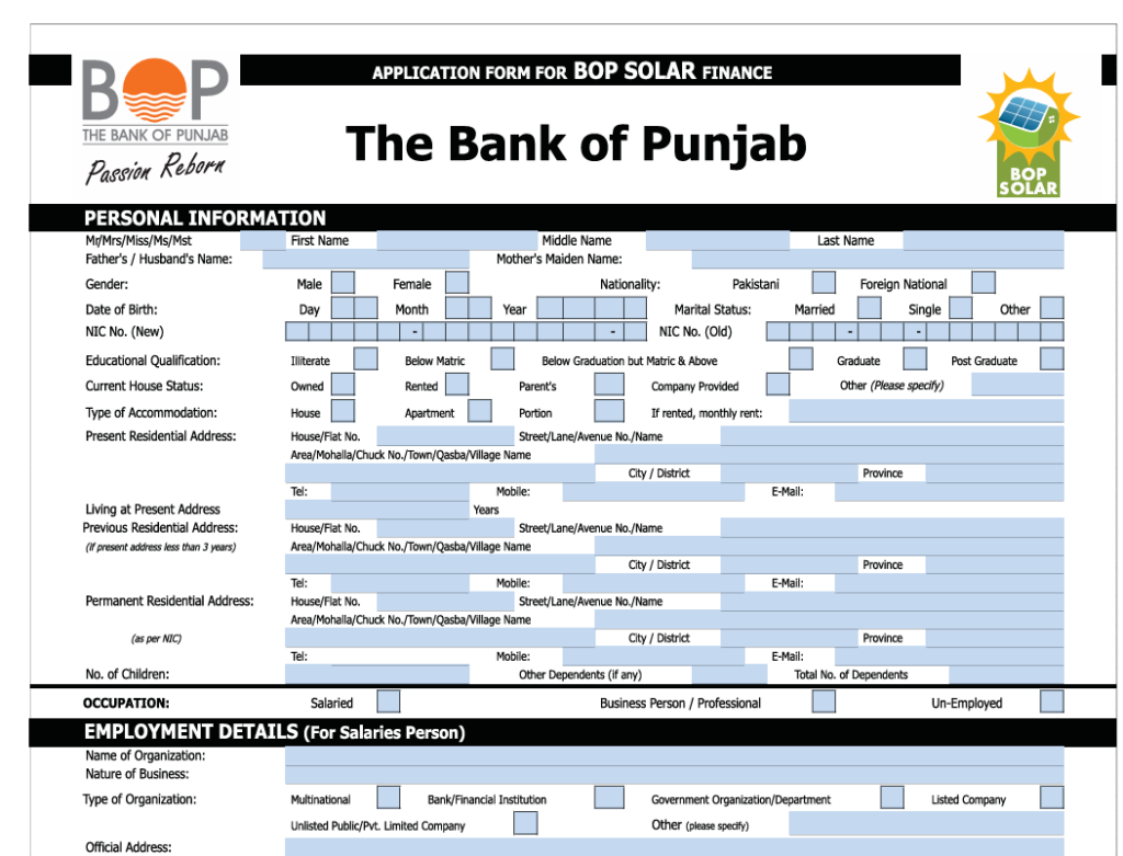 Essential Instructions for Filling the BOP Solar Scheme Form
